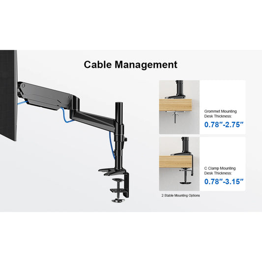 Ergoav Gas Spring Desk Mount for Single Monitors 13" to 34" and up to 17Lbs