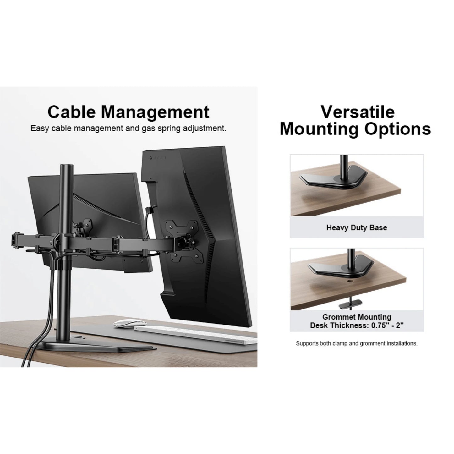 Ergoav Motion Desk Stand for Dual Monitors 13" to 27" up to 22Lbs