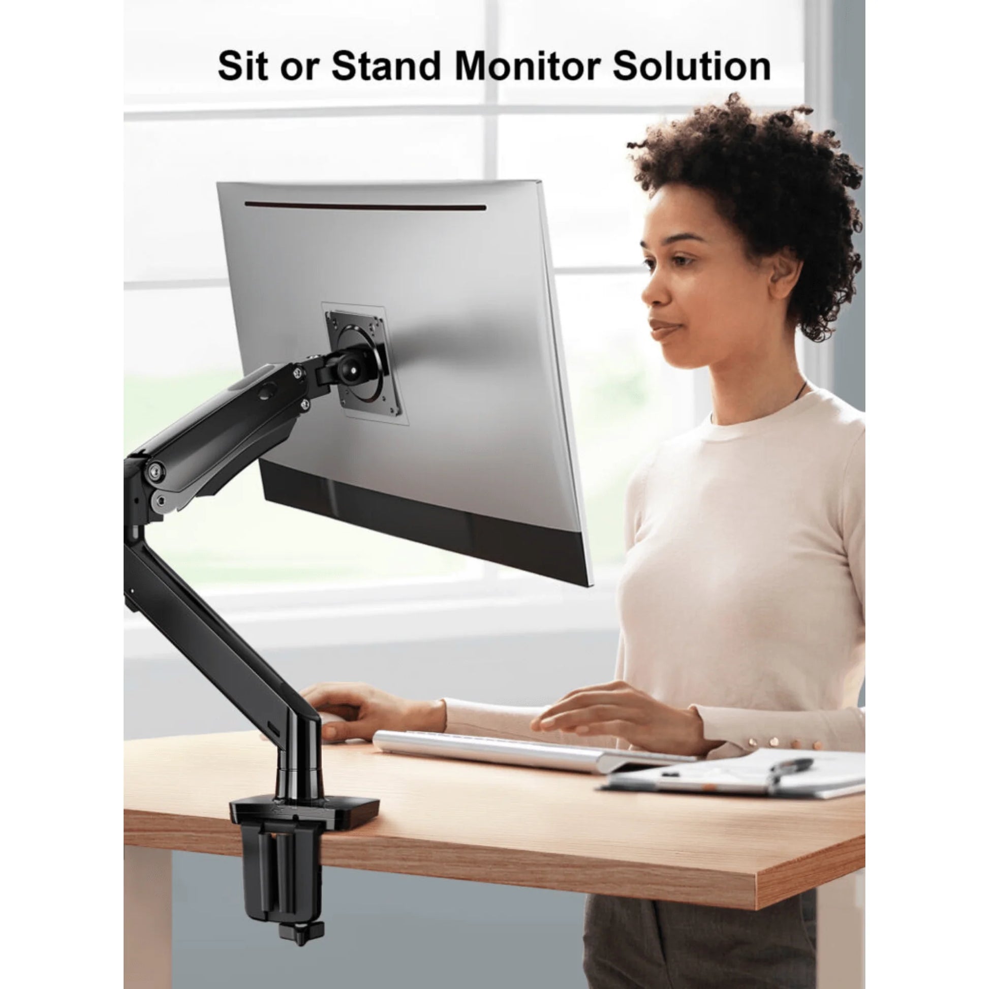 Ergoav Gas Spring Desk Mount for Single Monitors 13" to 34" and up to 26Lbs
