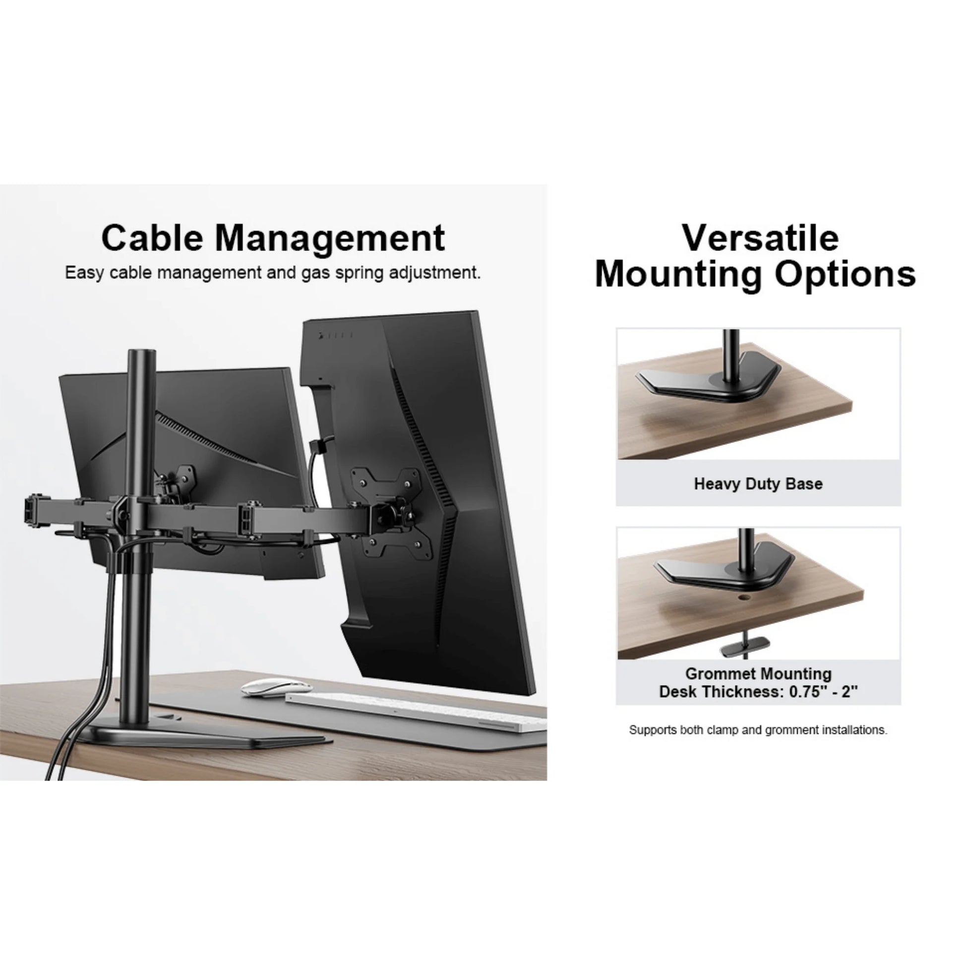 Ergoav Motion Desk Stand for Dual Monitors 13" to 27" up to 22Lbs