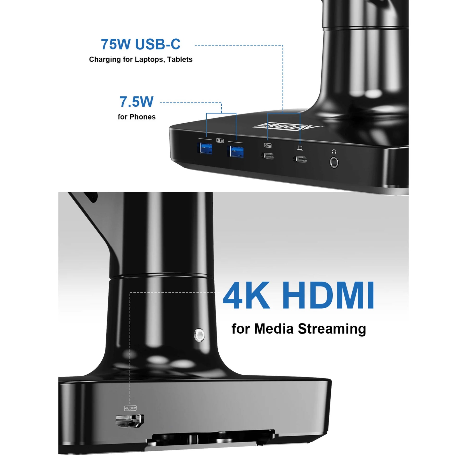 Ergoav Ergolink Motion Desk Mount for Dual Monitors up to 34" and 22 Lbs